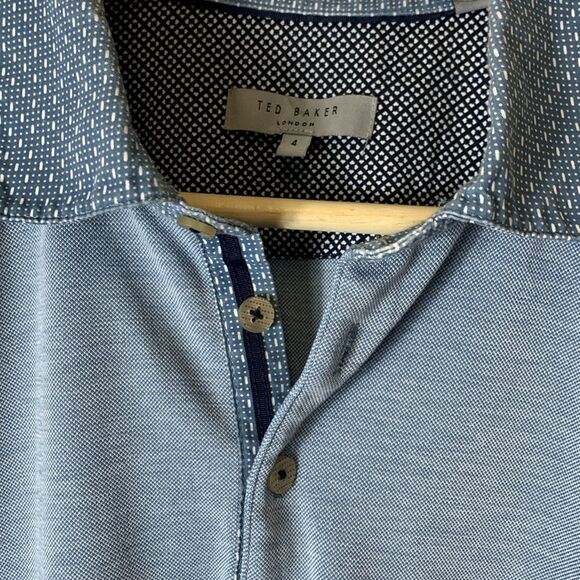Ted Baker Blue Frend Polka Dot Collar Short Sleeve Polo Shirt Size 4 (US L) - Picture 11 of 13